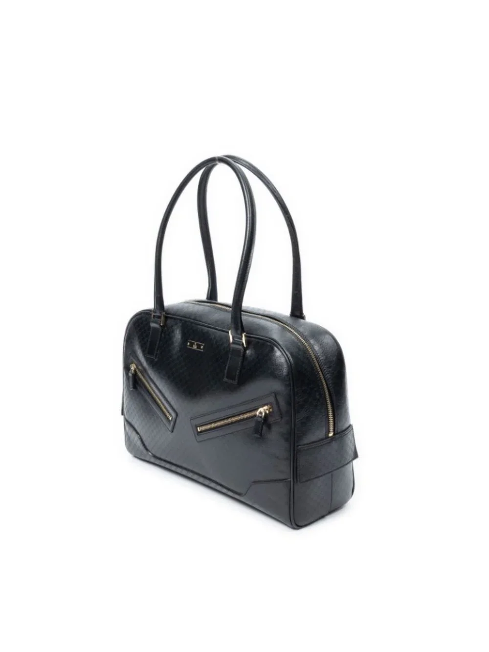 Gucci Bowling Shoulder Bag Black Micro Guccissima Leather - Picture 2 of 10